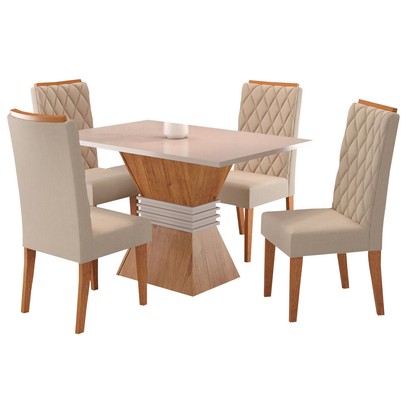 Mesa de Jantar 4 Lugares Cansas Marrom/Bege - Panorama Sistemas