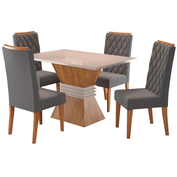 Mesa de Jantar 4 Lugares Cansas Marrom/Grafite - Panorama Sistemas