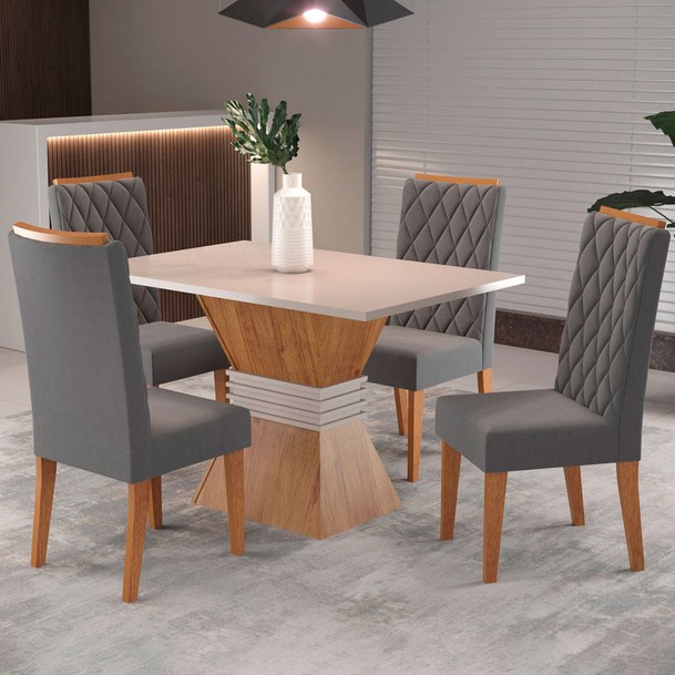 Mesa de Jantar 4 Lugares Cansas Marrom/Grafite - Panorama Sistemas