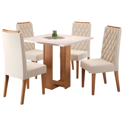 Mesa de Jantar 4 Lugares Char Marrom/Bege - Panorama Sistemas