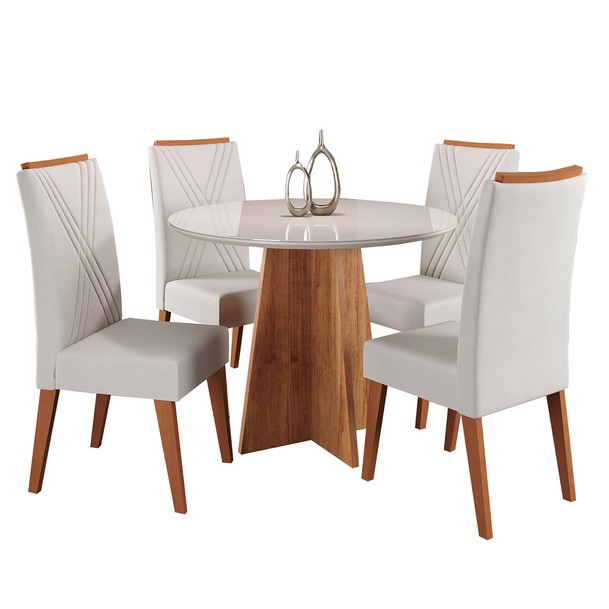 Mesa de Jantar 4 Lugares Wem Marrom/Branco - Panorama Sistemas