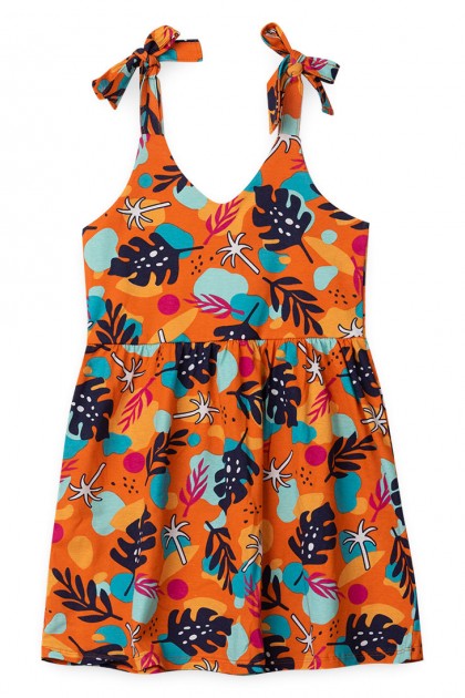 Vestido Feminino Infantil Folhagem