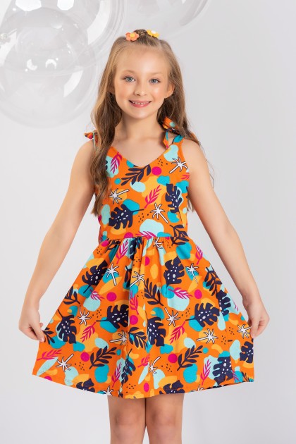 Vestido Feminino Infantil Folhagem