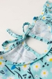 Macacão Feminino Infantil Floral Turquesa
