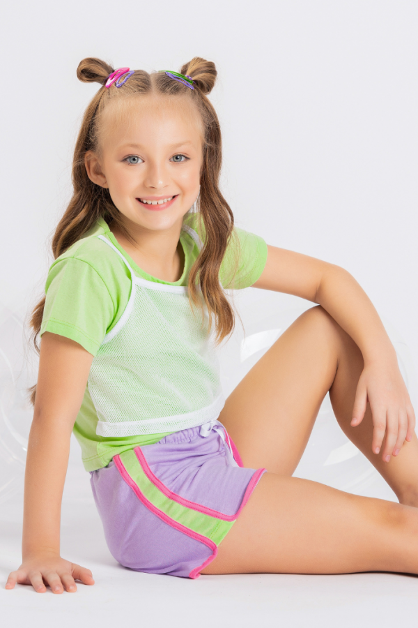 Conjunto Feminino Infantil Canelado Telinha Verde