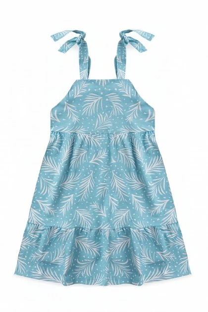 Vestido Feminino Infantil Folhas Brancas