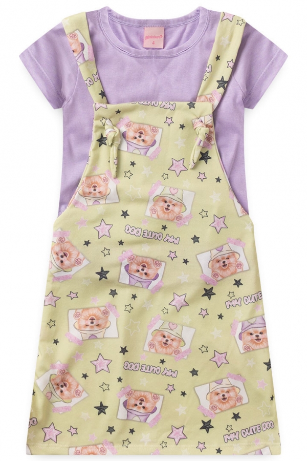 Salopete Infantil Feminino My Cute Dog Lilás