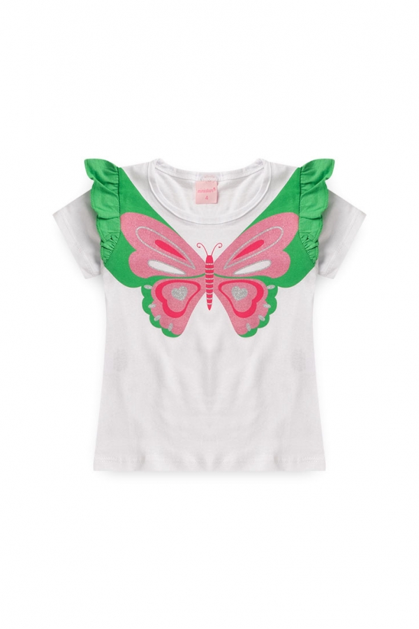 Conjunto Infantil Feminino Borboleta de Glitter Branco