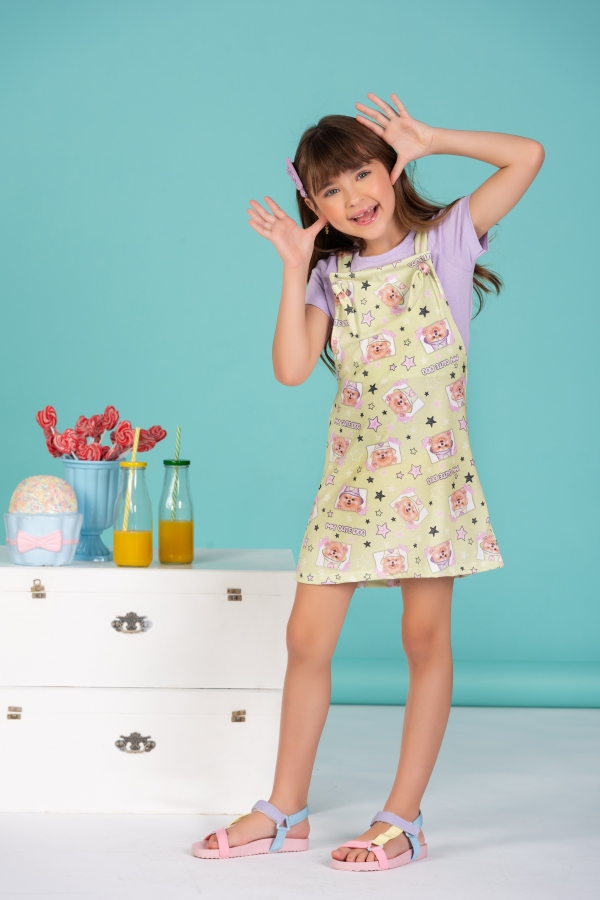 Salopete Infantil Feminino My Cute Dog Lilás