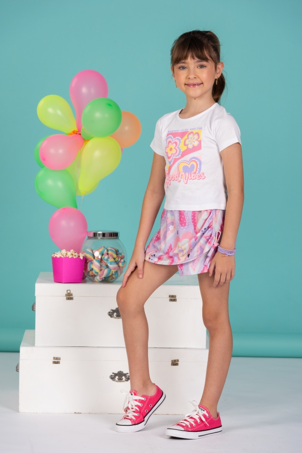 Conjunto Infantil Feminino Goods Vibes Strass Branco