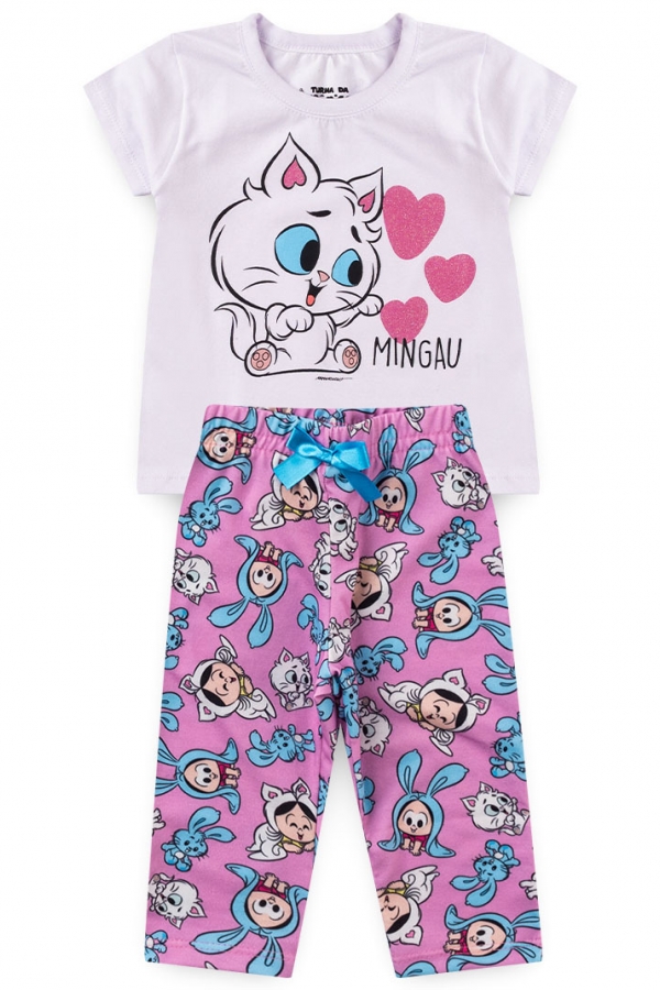 Conjunto Feminino Infantil Mingau Coração - Turma da Mônica