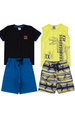 Kit Sortido 4 Peças de Roupas Infantis Masculino Verão- 2 Camisas + 2 Shorts