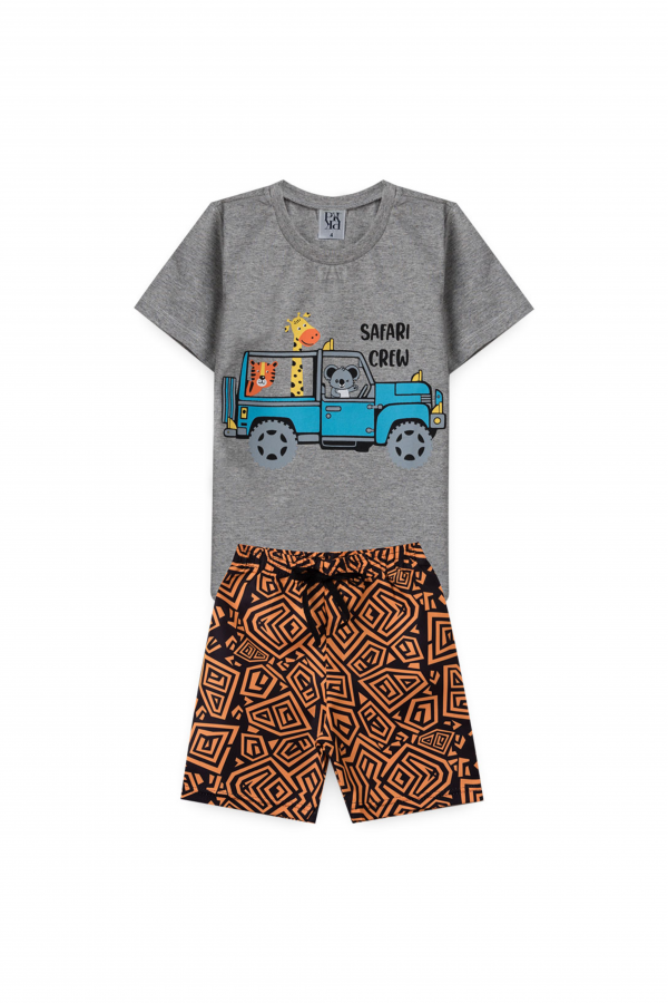 Kit Sortido 2 Peças de Roupas Infantis Masculino Verão- 1 Camisas + 1 Shorts