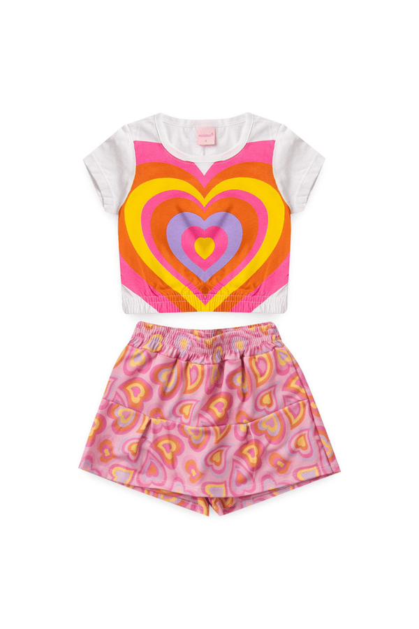 Kit Sortido 2 Peças de Roupas Infantil Feminino Verão- 1 Camisa + 1 Short