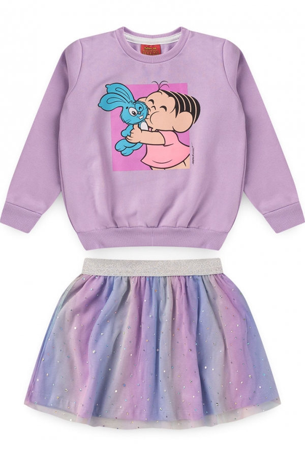 Conjunto Feminino Infantil Abraços e Beijos - Turma da Mônica