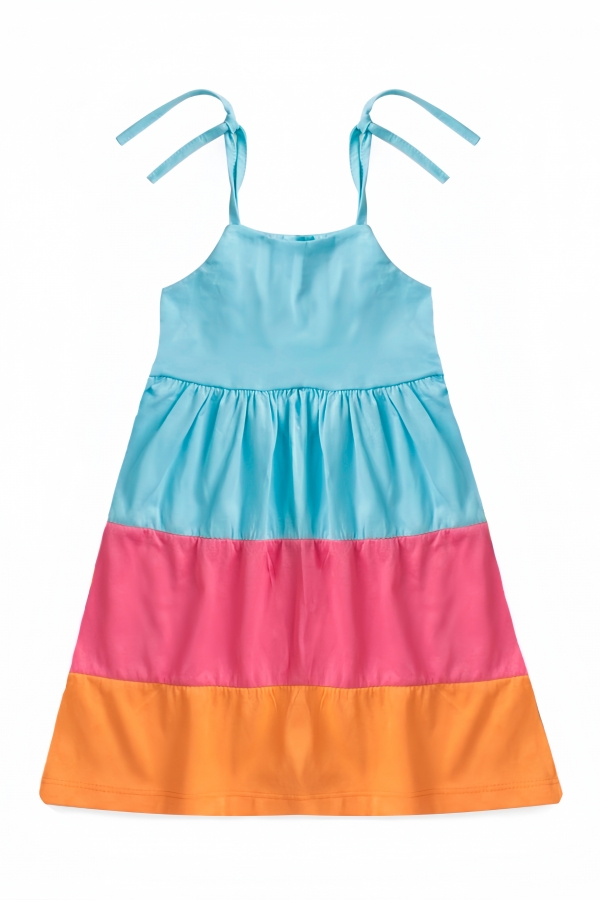 Vestido Feminino Infantil Tricolor