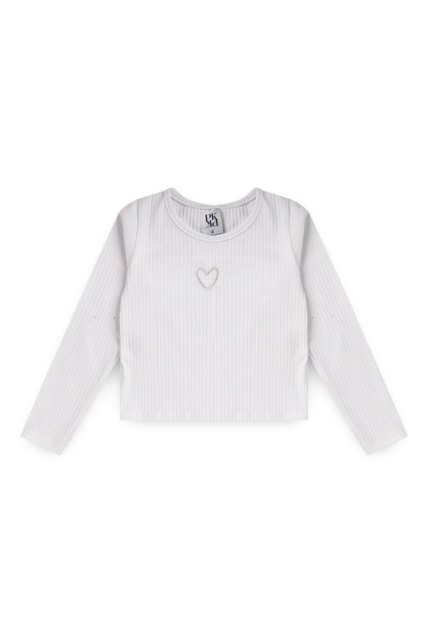 Conjunto Feminino Infantil Coração Bordado - Branco - Platinum Kids