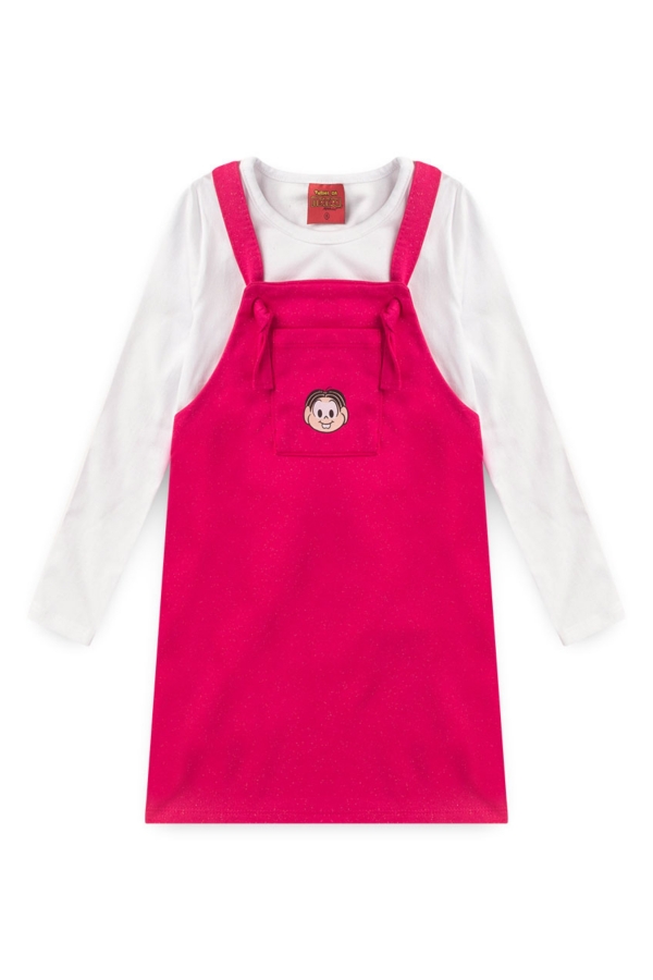 Salopete Feminina Infantil Bolso Glitter - Turma da Mônica