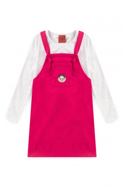 Salopete Feminina Infantil Bolso Glitter - Turma da Mônica