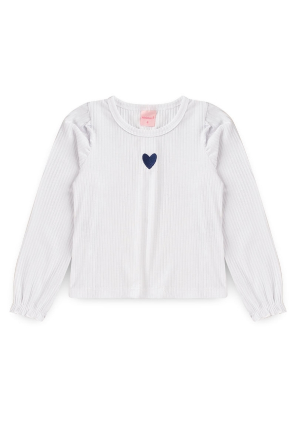 Conjunto Feminino Infantil Coração Bordado