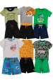 Kit Sortido 12 Peças de Roupas Infantis Masculino Verão - 6 Camisetas + 6 Bermudas