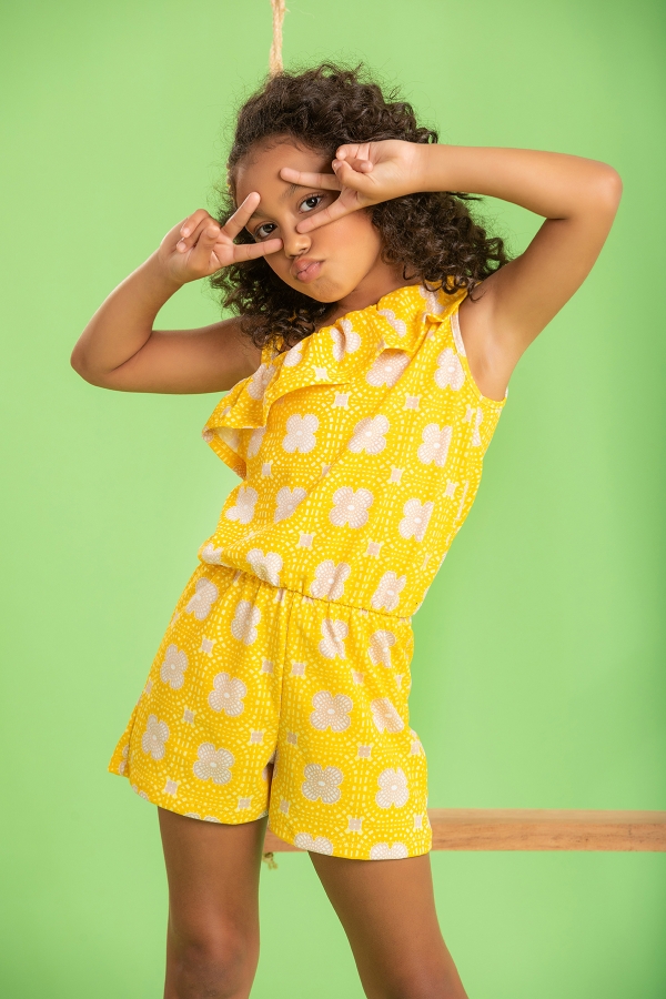 Macaquinho Feminino Infantil Ombro único