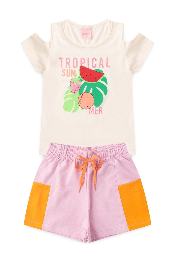 Conjunto Feminino Infantil Frutas Tropicais