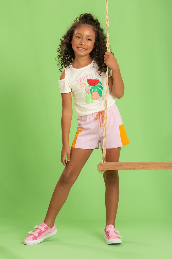Conjunto Feminino Infantil Frutas Tropicais