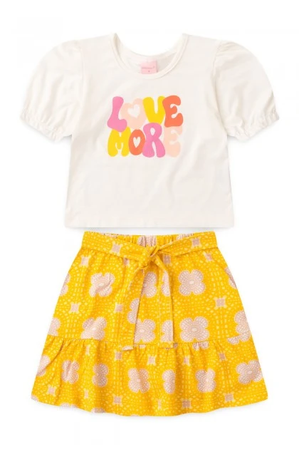 Conjunto Feminino Infantil Mangas Bufantes