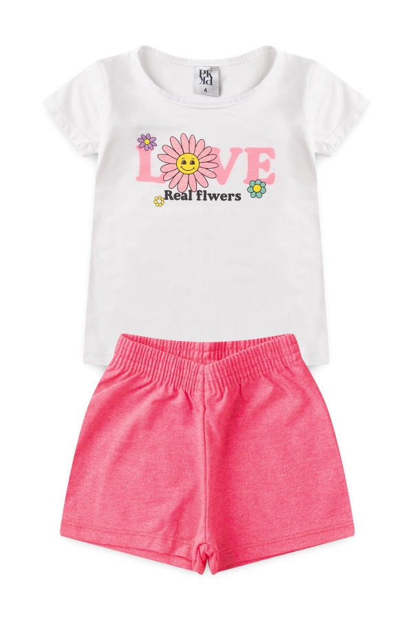Conjunto Feminino Infantil Flores e Amores