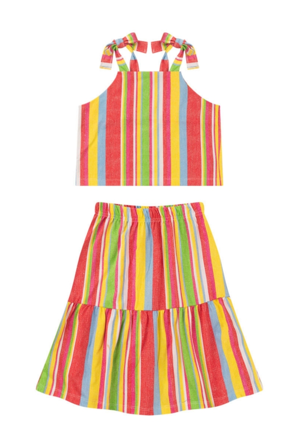 Conjunto Infantil Feminino Listras Pontilhadas