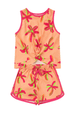 Conjunto Infantil Feminino Coral Plantas