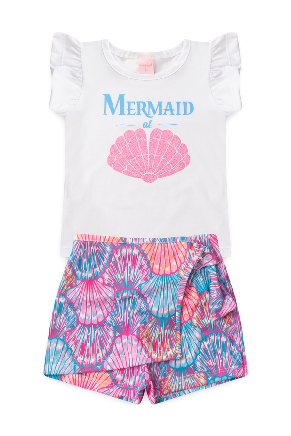 Conjunto Feminino Infantil Sereia No Oceano