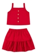 Conjunto Feminino Infantil Botôes Vermelho