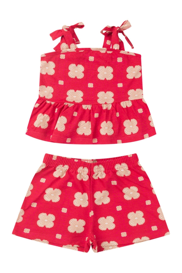 Conjunto Infantil Feminino Flores Rotativas