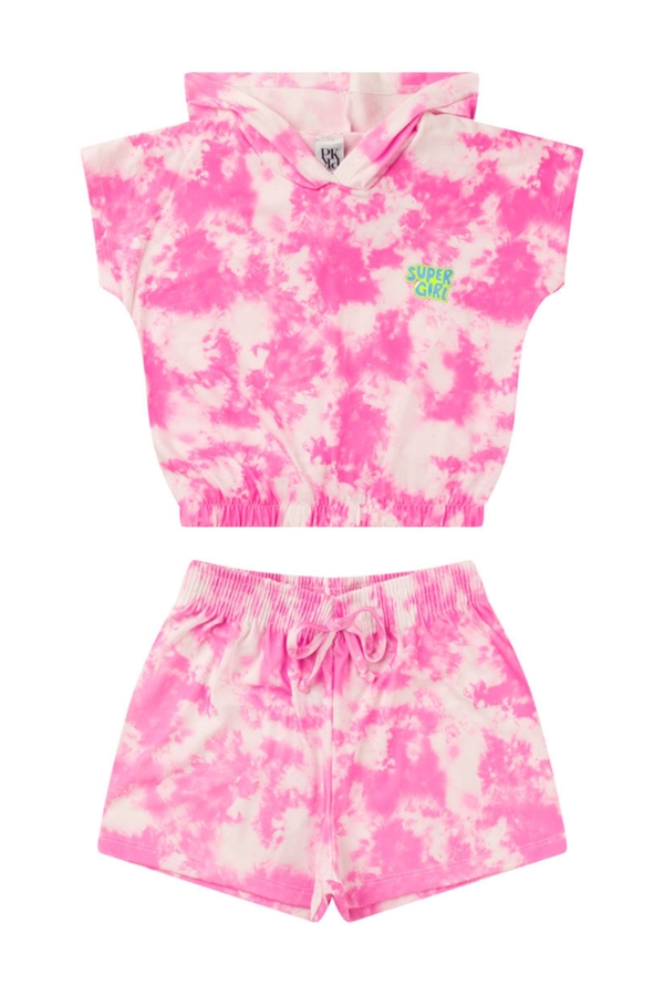 Conjunto Infantil Feminino Super Girl Tie Dye