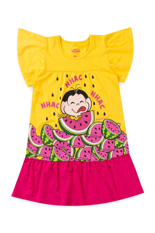 Vestido Infantil Magali Nhac Nhac Nhac - Turma da Mônica