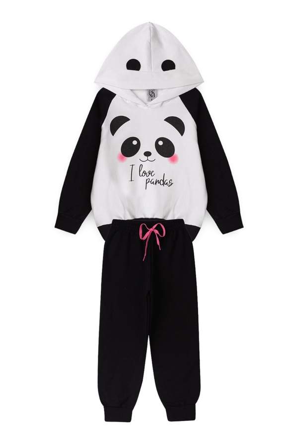 Conjunto Feminino Infantil I Love Pandas Branco