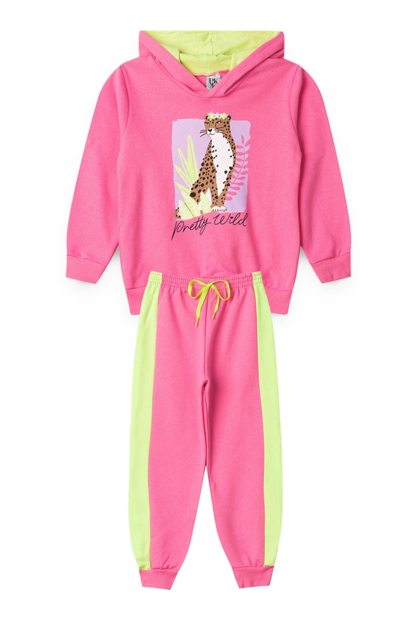 Conjunto Feminino Infantil Onça Wild Rosa
