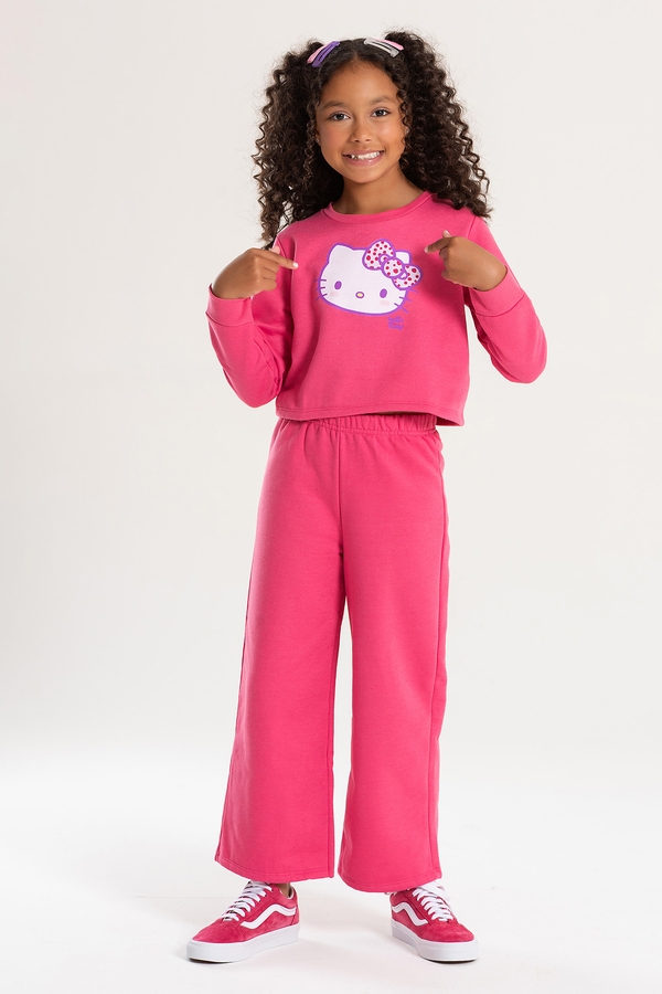 Conjunto Feminino Infantil Pink Cropped - Hello Kitty