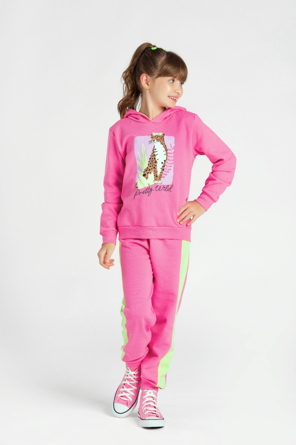 Conjunto Feminino Infantil Onça Wild Rosa