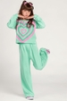 Conjunto Feminino Infantil Corações Turquesa