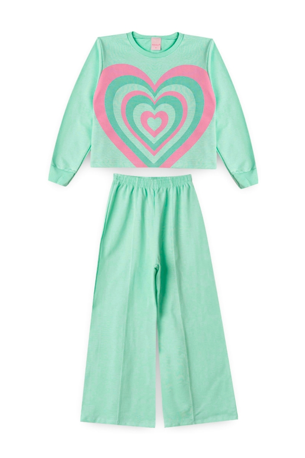 Conjunto Feminino Infantil Corações Turquesa