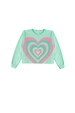 Conjunto Feminino Infantil Corações Turquesa