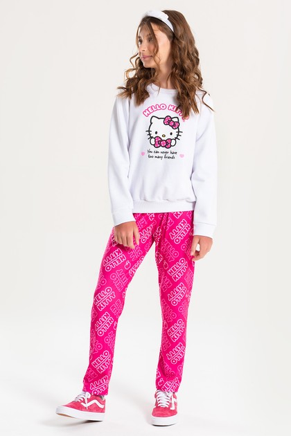 Conjunto Feminino Infantil Muitos Amigos - Hello Kitty