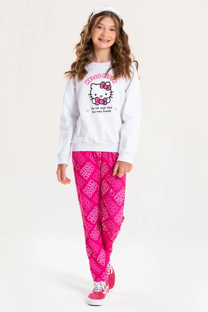 Conjunto Feminino Infantil Muitos Amigos - Hello Kitty
