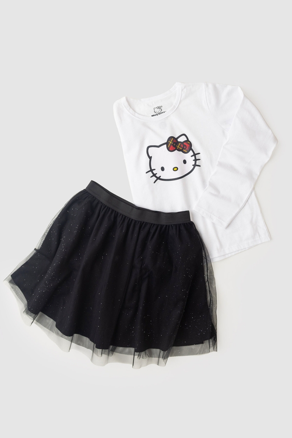 Conjunto Infantil Feminino Lacinho Xadrez - Hello Kitty