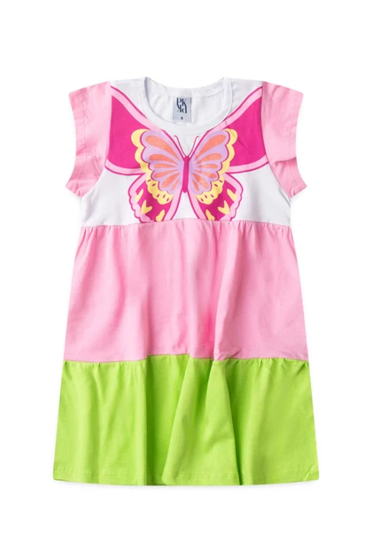 Vestido Feminino Infantil Brilho de Borboleta