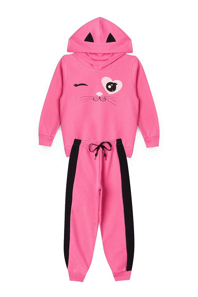 Conjunto Feminino Infantil Orelinha Gatinho