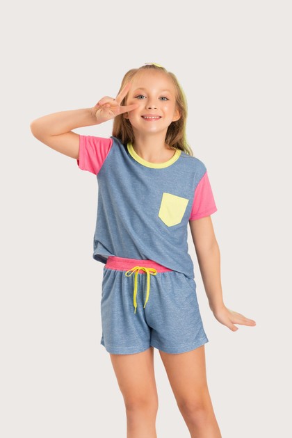 Conjunto Feminino Infantil Estilo Jeans